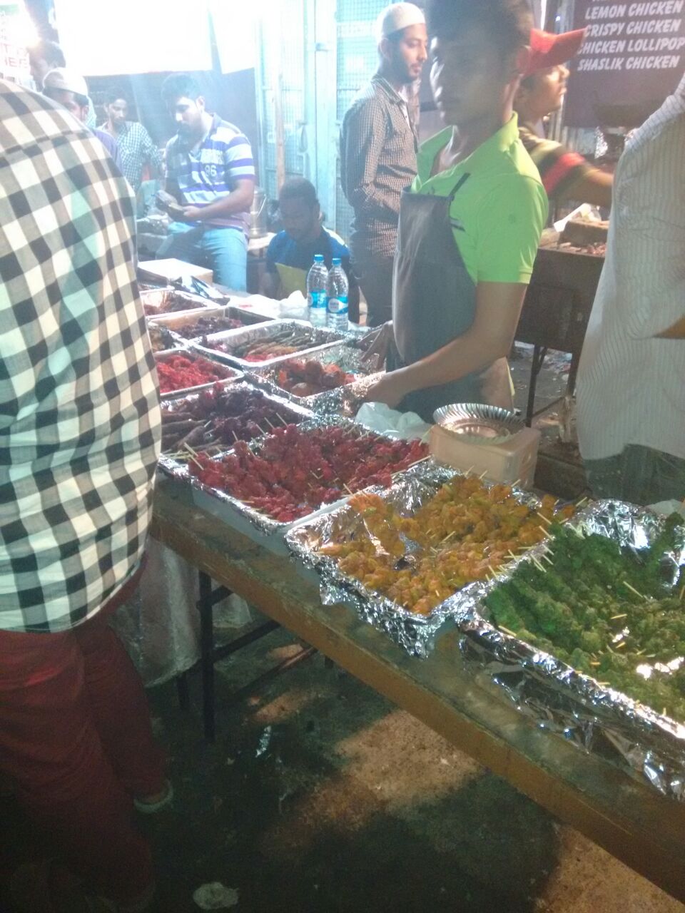 Various kinds of seekhs ready to be grilled.