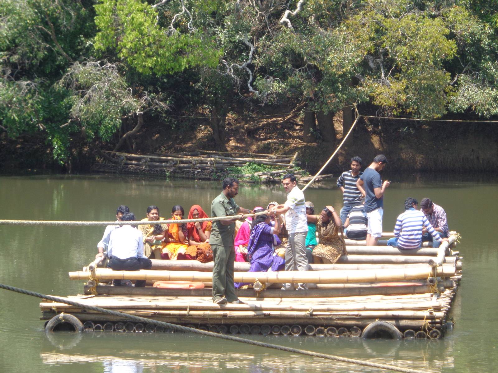 Kuruva Island had a raft to transport tourists to the island.