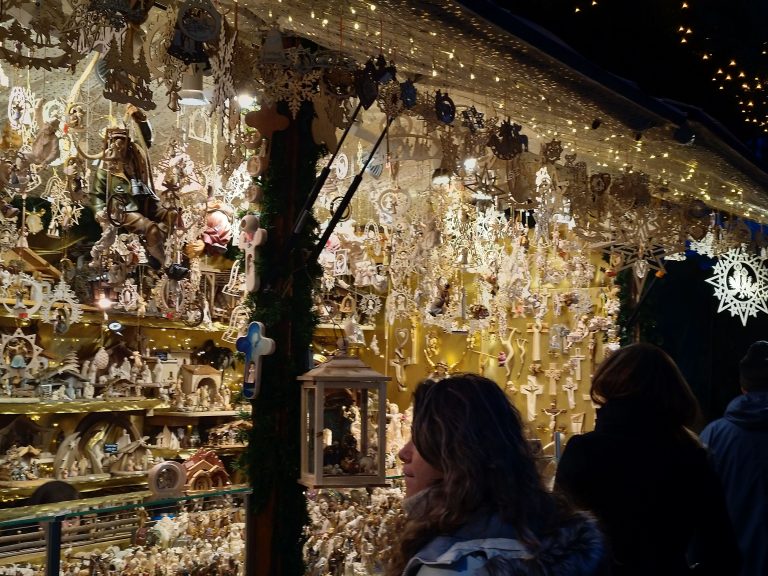 A trinket shop in the Christmas market.