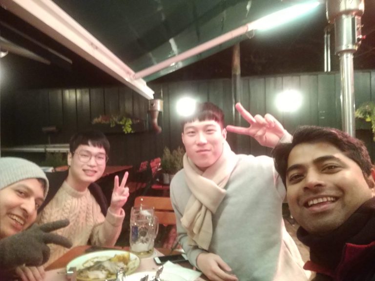 Byeon and Kim with Partho and me.