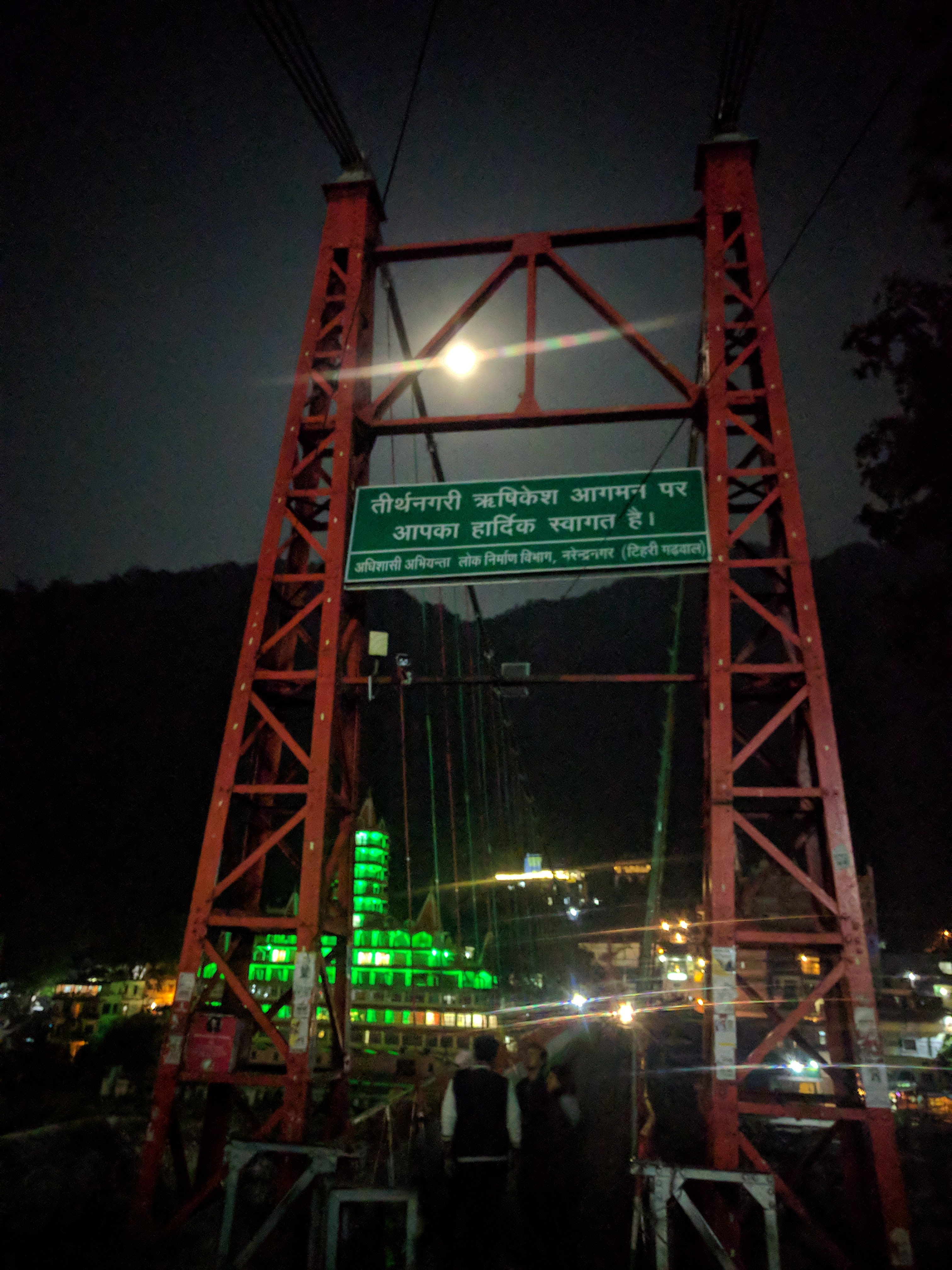 A plaque on Lakhsman Jhula welcomed the visitors to Rishikesh.
