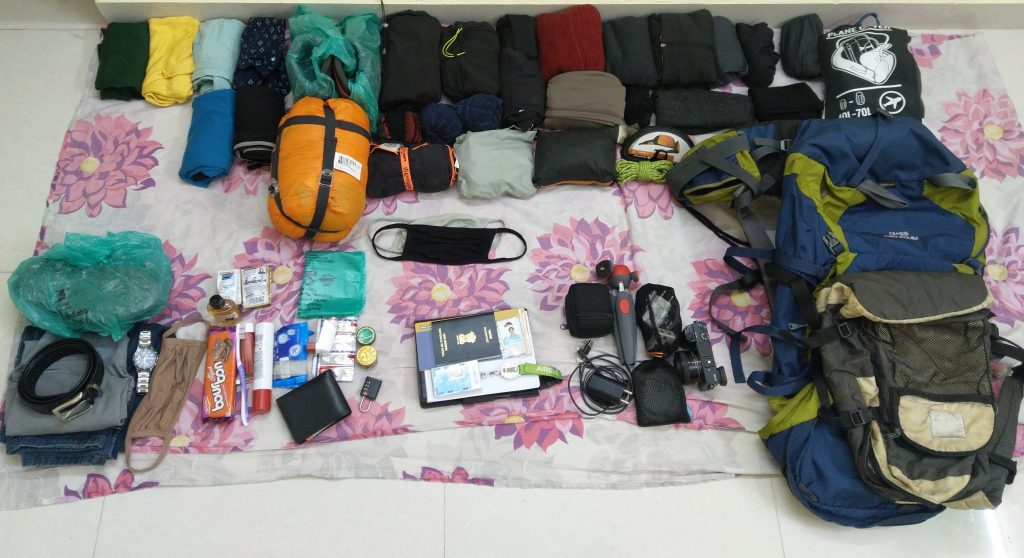 I had decided to trim the number of things I would carry for the trip. This is my usual shot of things I had planned to carry for the trip arranged on a floor&hellip;