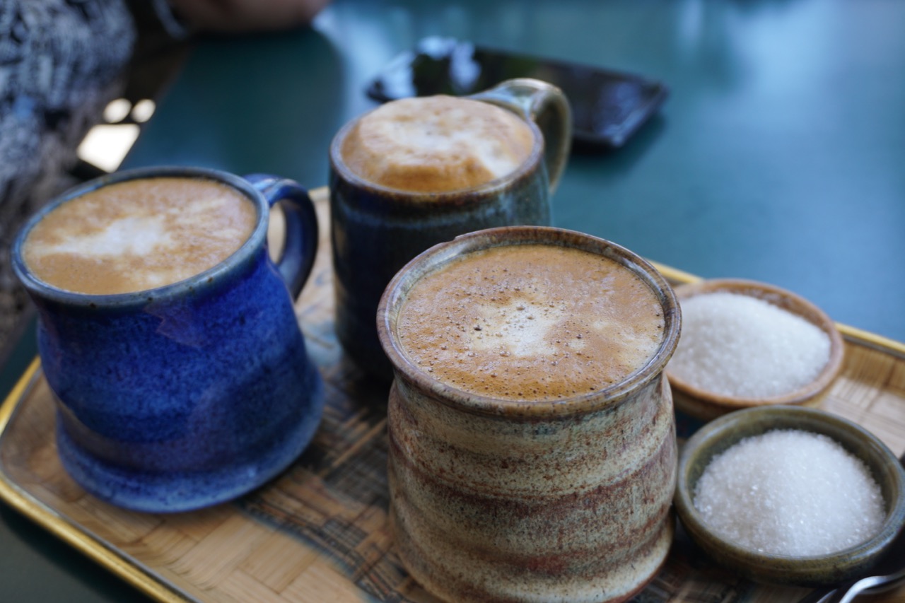 Coffee at Potluck Cafe. The coffee had way too much chicory for my taste.