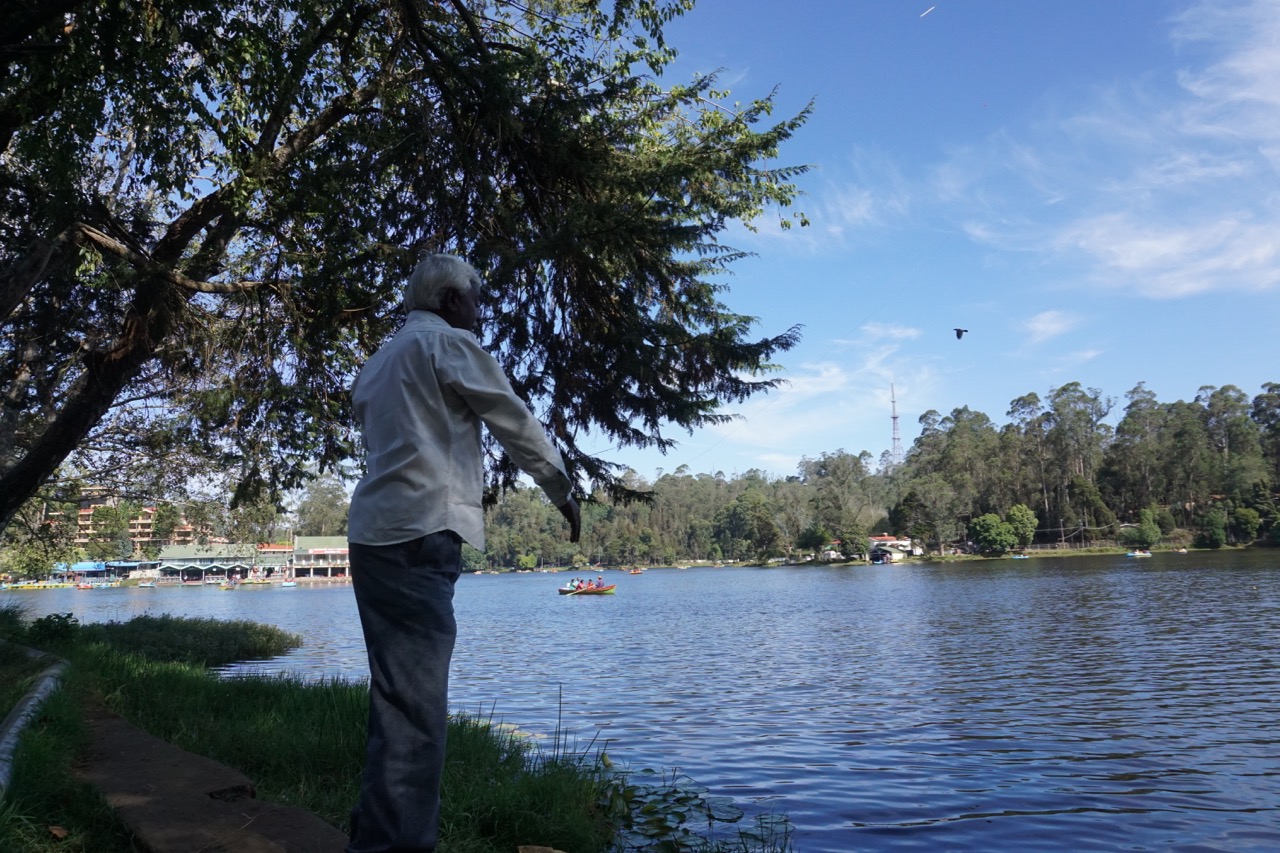 A lot of people into angling sit on the banks of the Kodaikanal lake. This man was trying hard to throw his hook into the deeper waters.