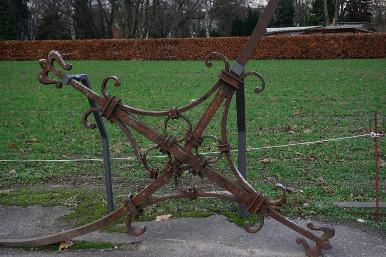 The original cross from the tower of the church was secretly protected and later given to the memorial foundation for display.