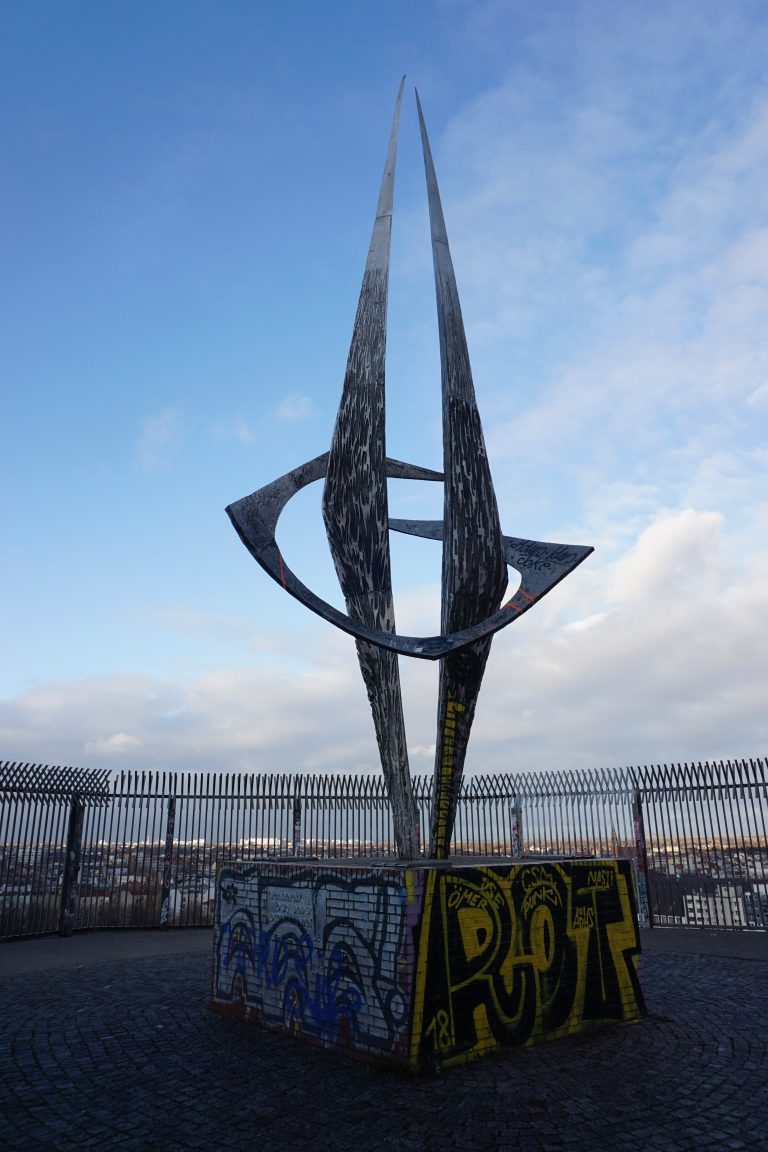 The memorial at the Flak tower. Even this wasn&rsquo;t spared by the graffiti artists.