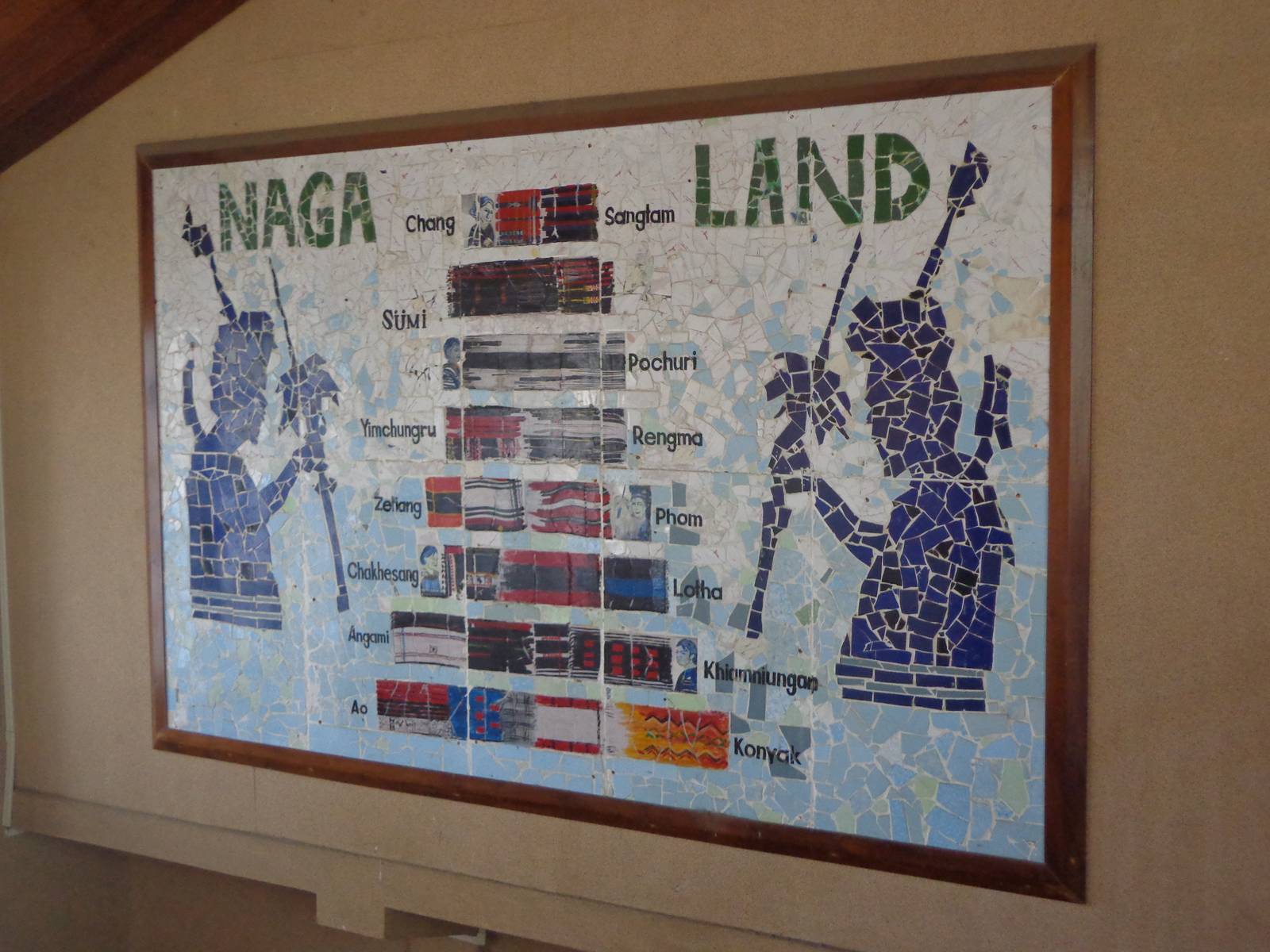 A wall mural serves as a cheat sheet to various Naga tribes.