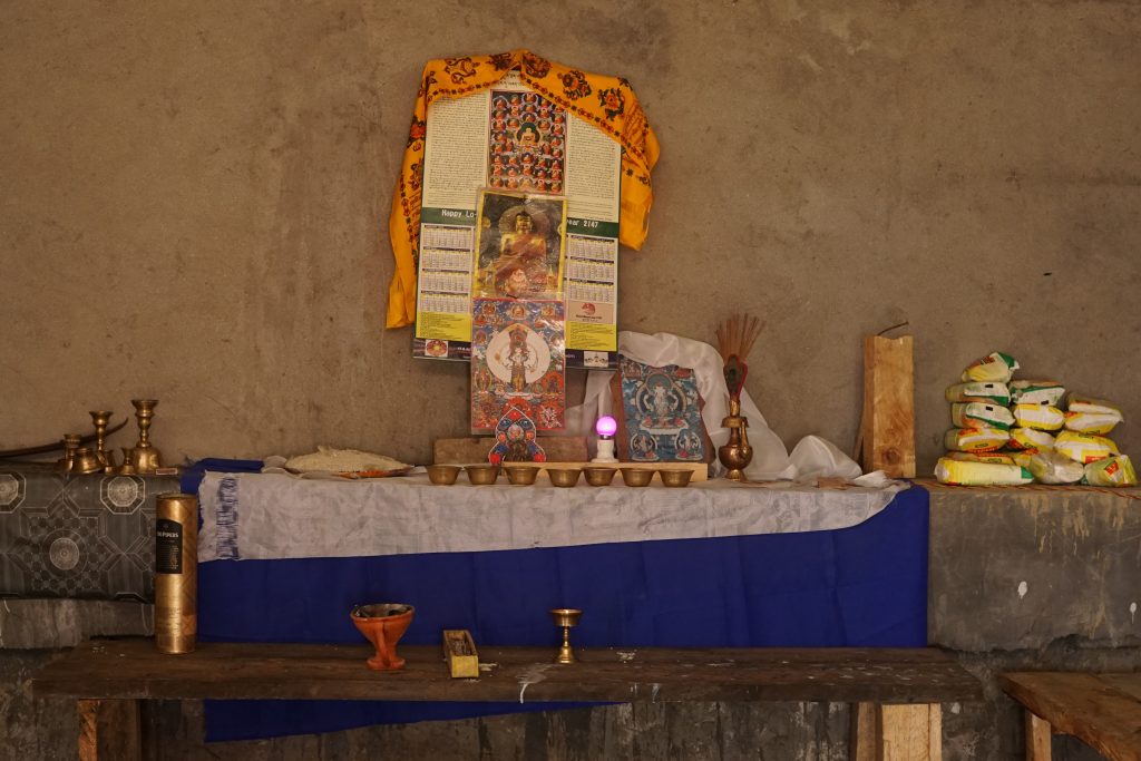 The shrine inside the gompa.