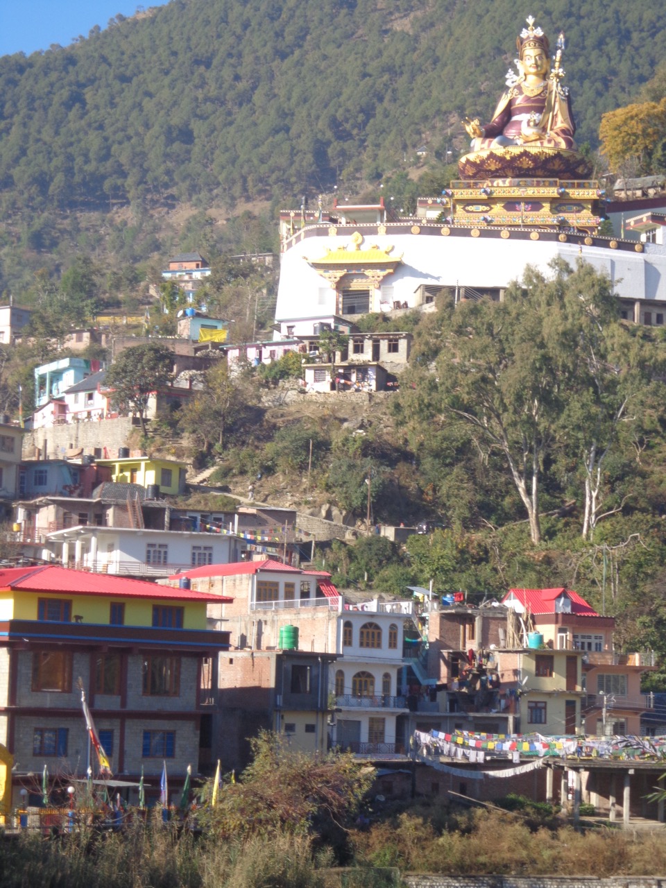 Padmasambhava&rsquo;s statue is visible from afar.