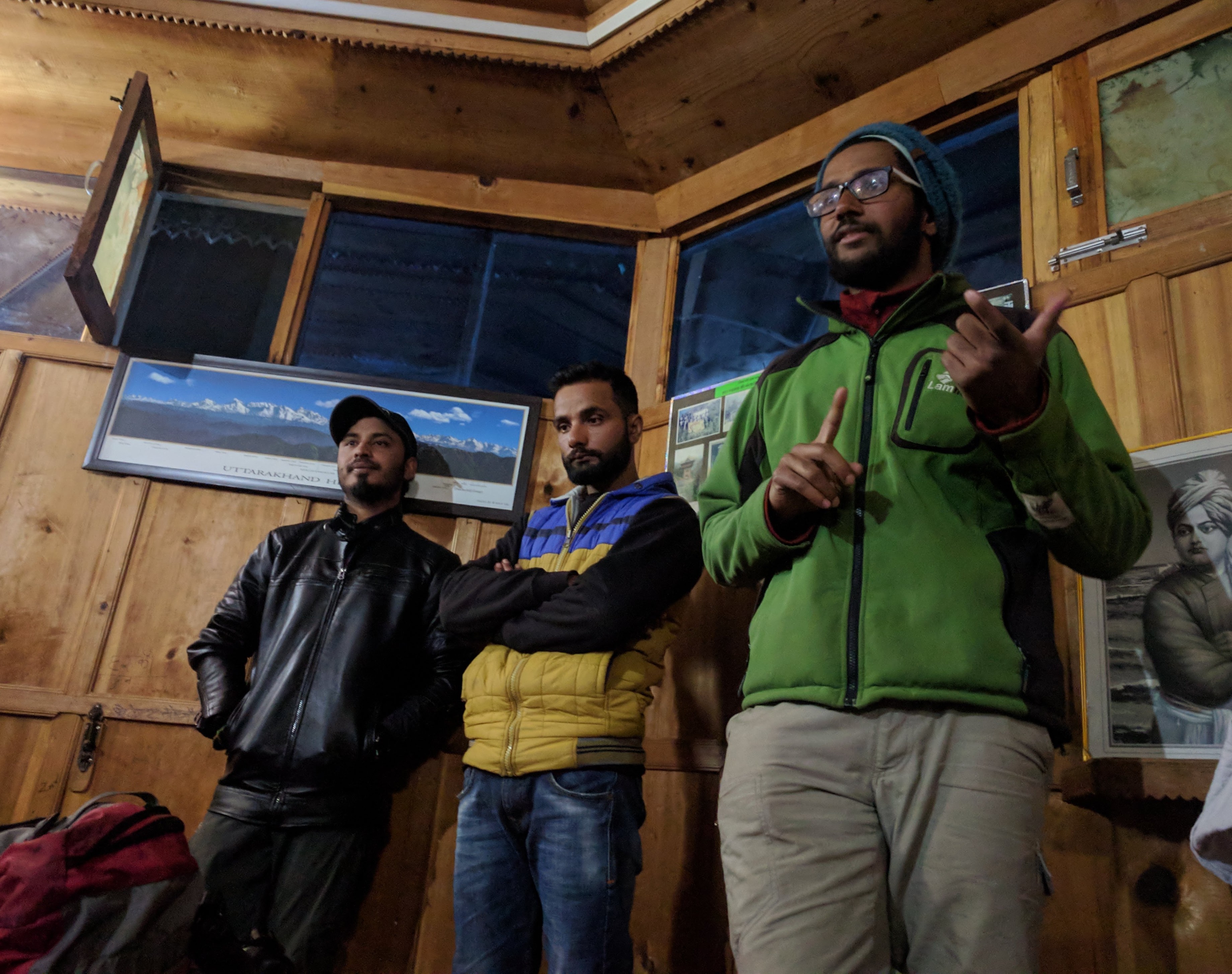 Dev and Swamij stood while Karthik briefed us about the trek.