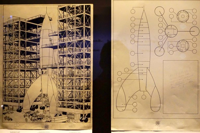 Edward P. Jacobs did this panel. Hergé had a scaled model of the ship made so that the drawings could have been accurate.