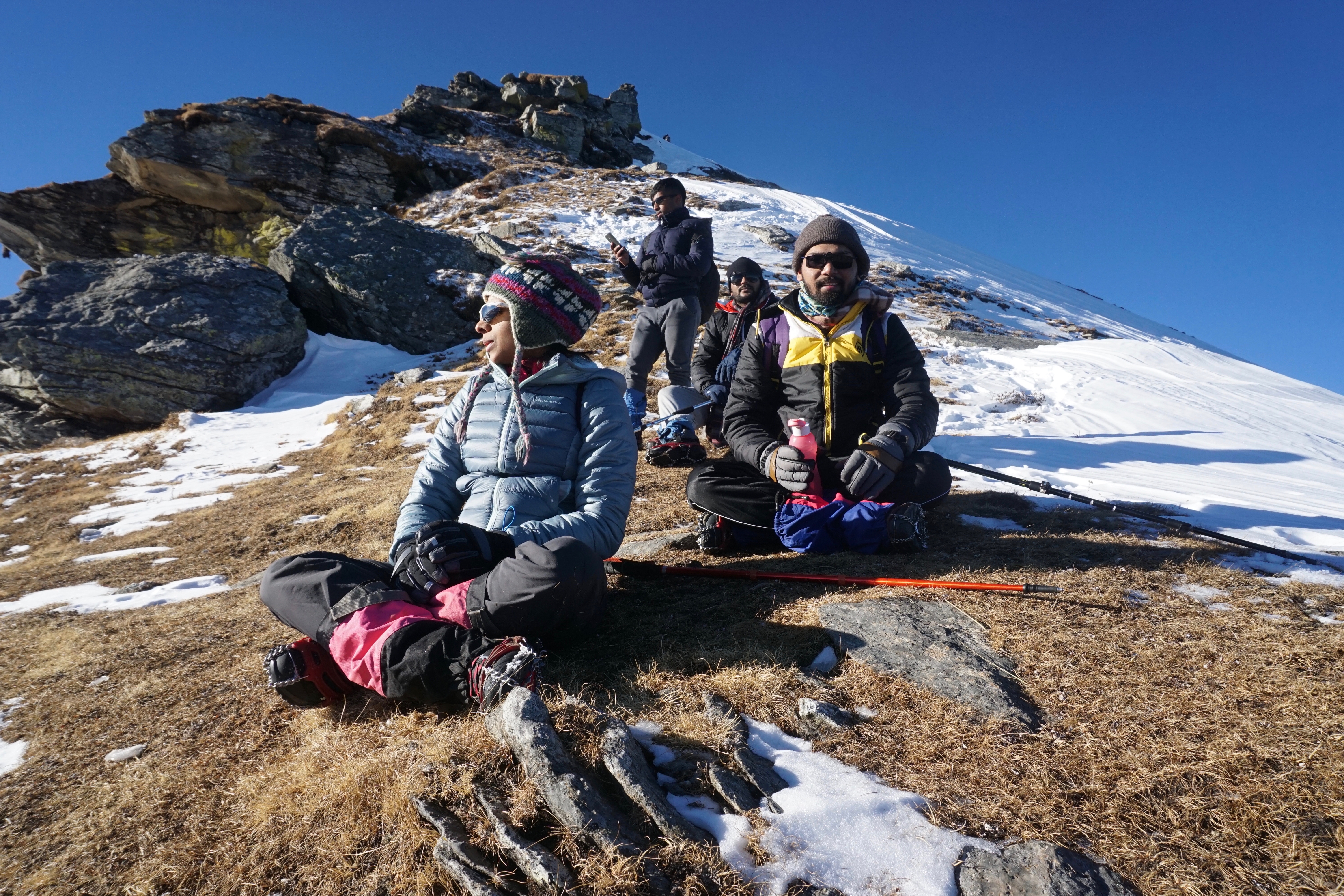 A quick rest just below the summit.