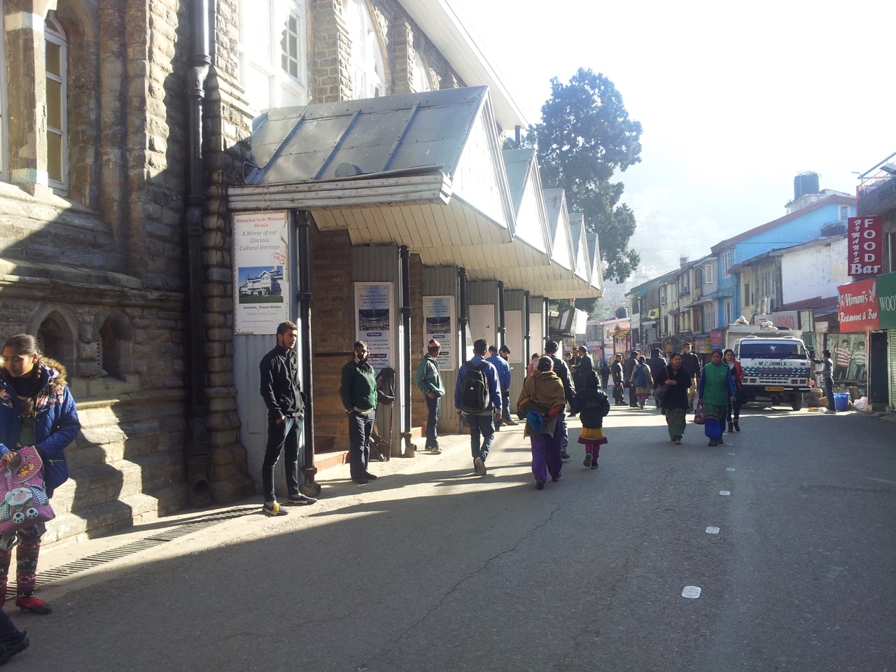 Most people were soaking up the Sun in front of the complex.