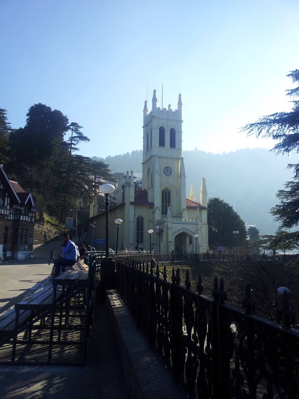 Shimla Christ Church is adjacent to the Ridge. For some reason, the church was closed. Also, note the peaking head of a statue amongst the foliage line in the background.