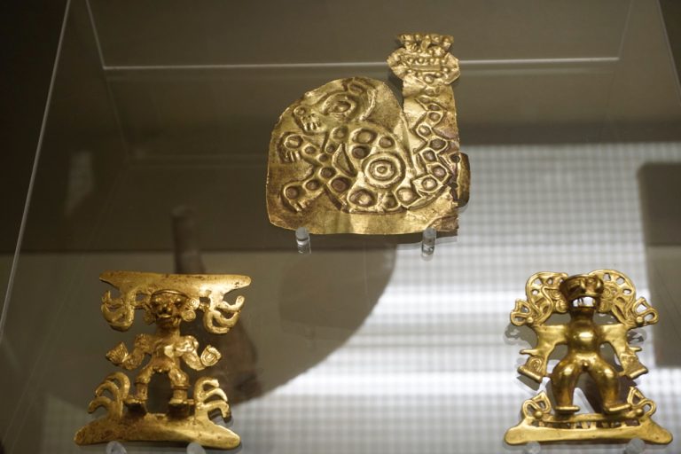 The South American exhibits had many golden artefacts.
