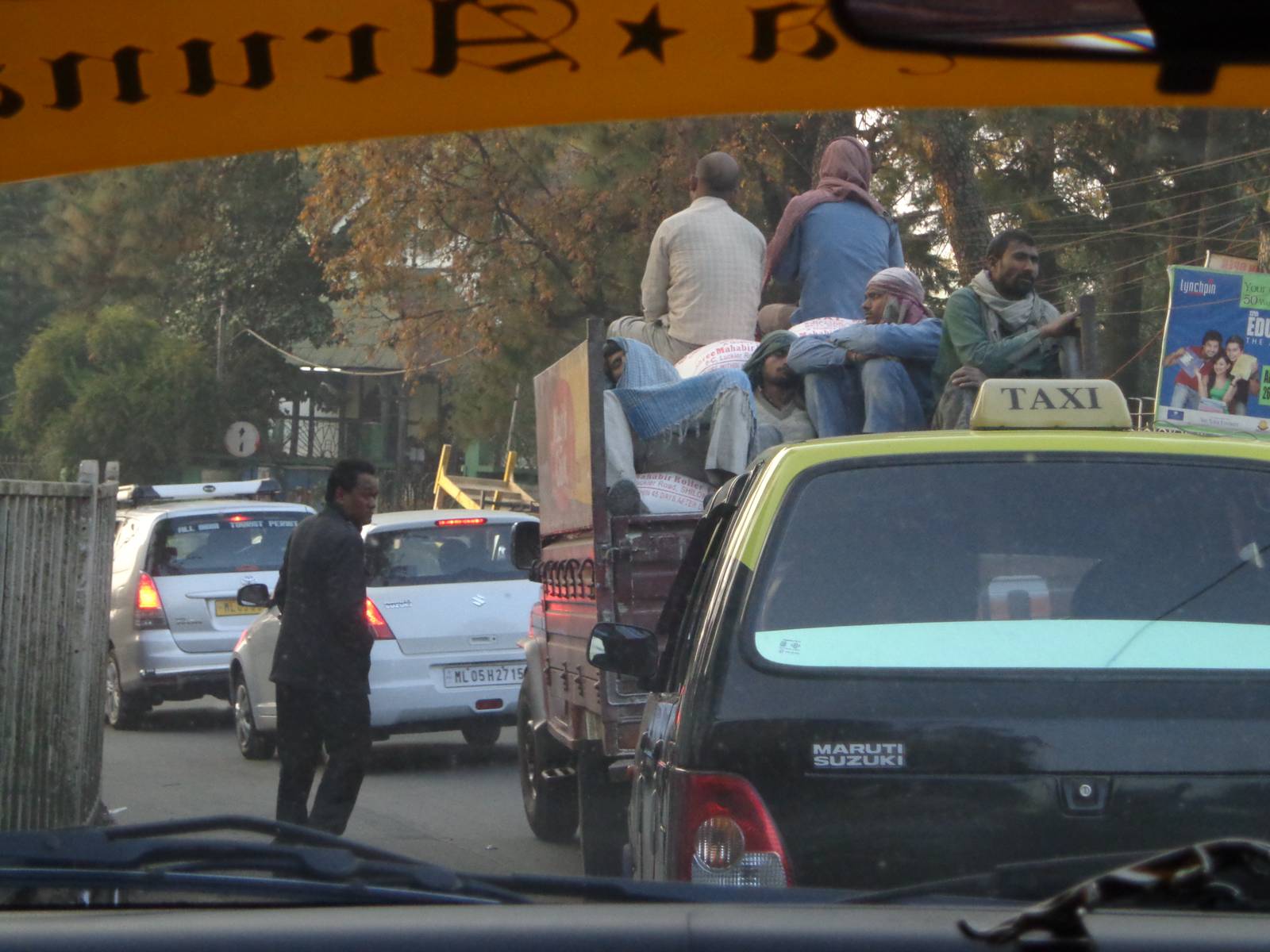 While entering the city centre (Police Bazaar), we were stuck in a jam for about a kilometer.