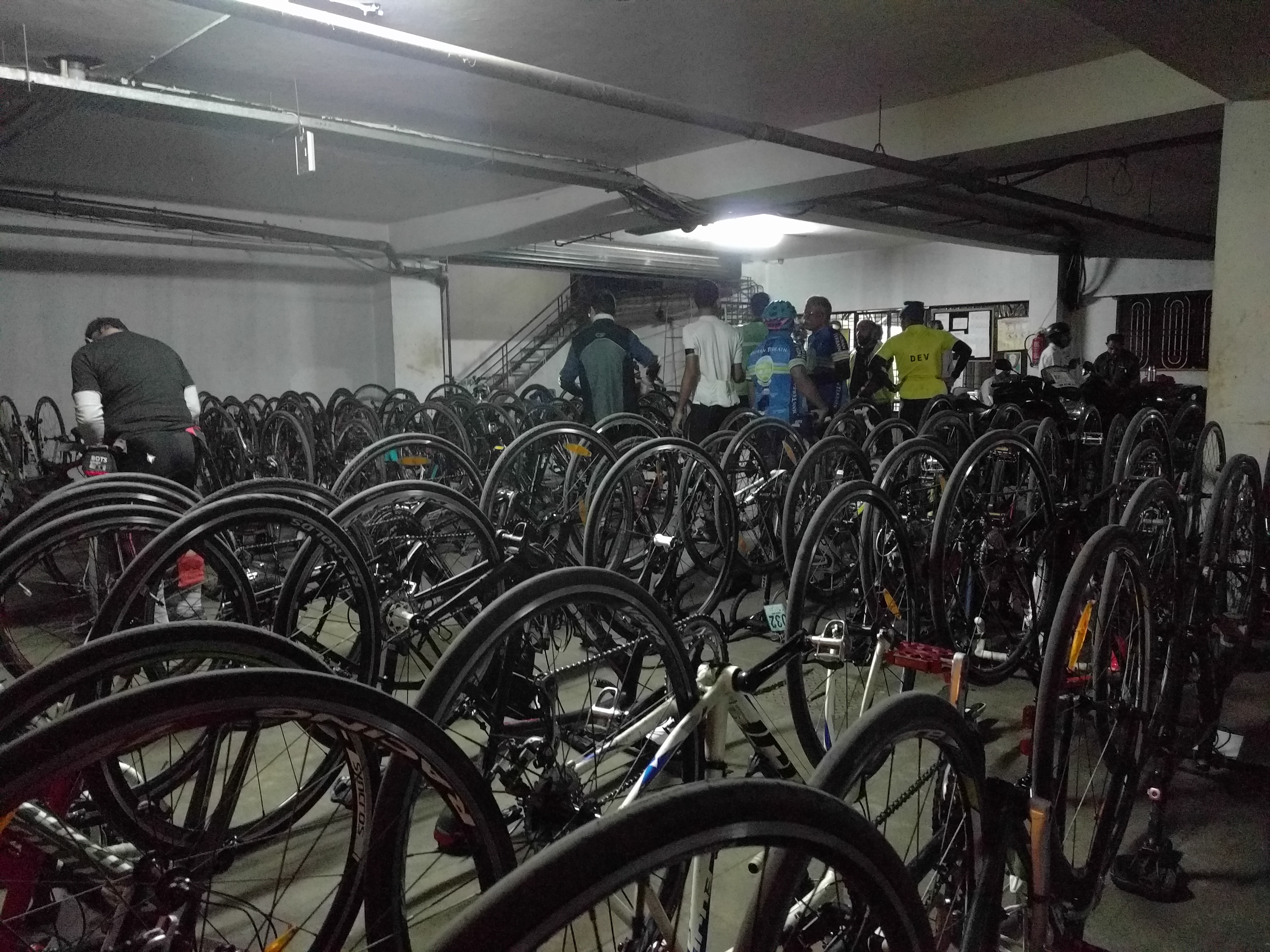 Bikes parked at the basement.