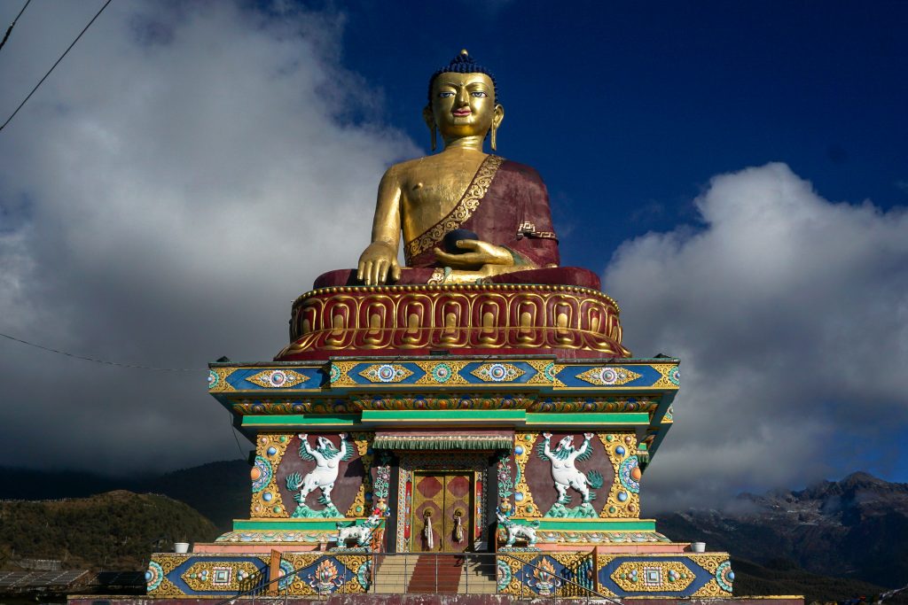 The giant Buddha statue that looks over Tawang valley.