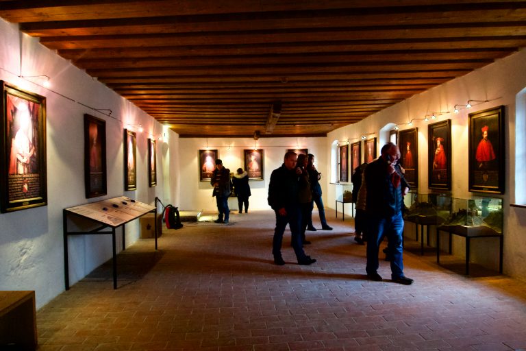 All the thirteen archbishops of Salzburg. The states of the castle during each archbishop&rsquo;s reign are displayed as 3D plaster models.