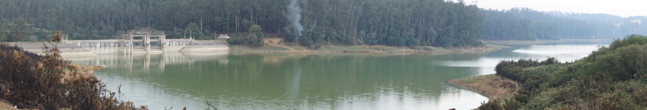 A panorama of Kamaraj Sagar Dam.
