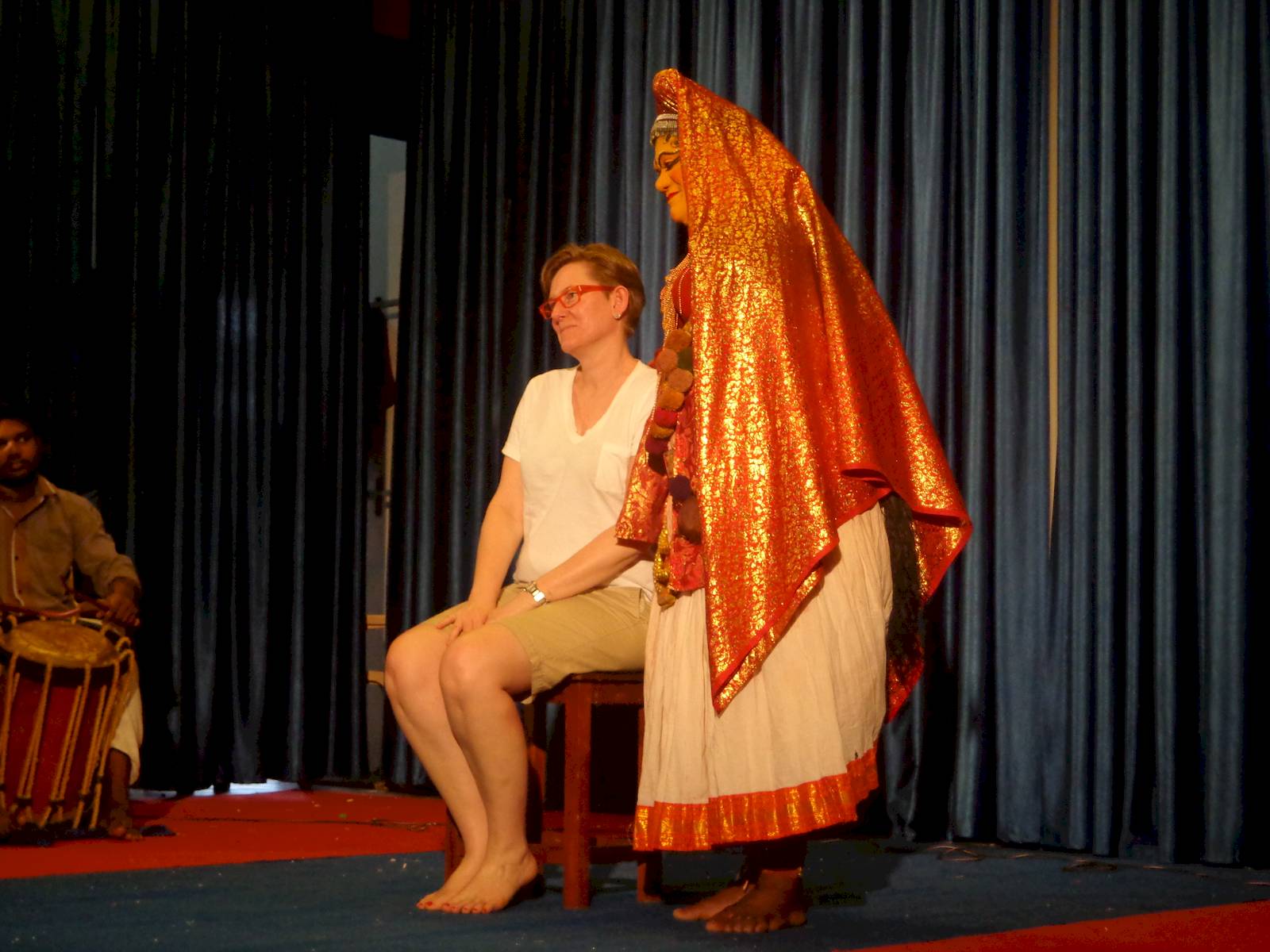 One of the dancers involving the audience.