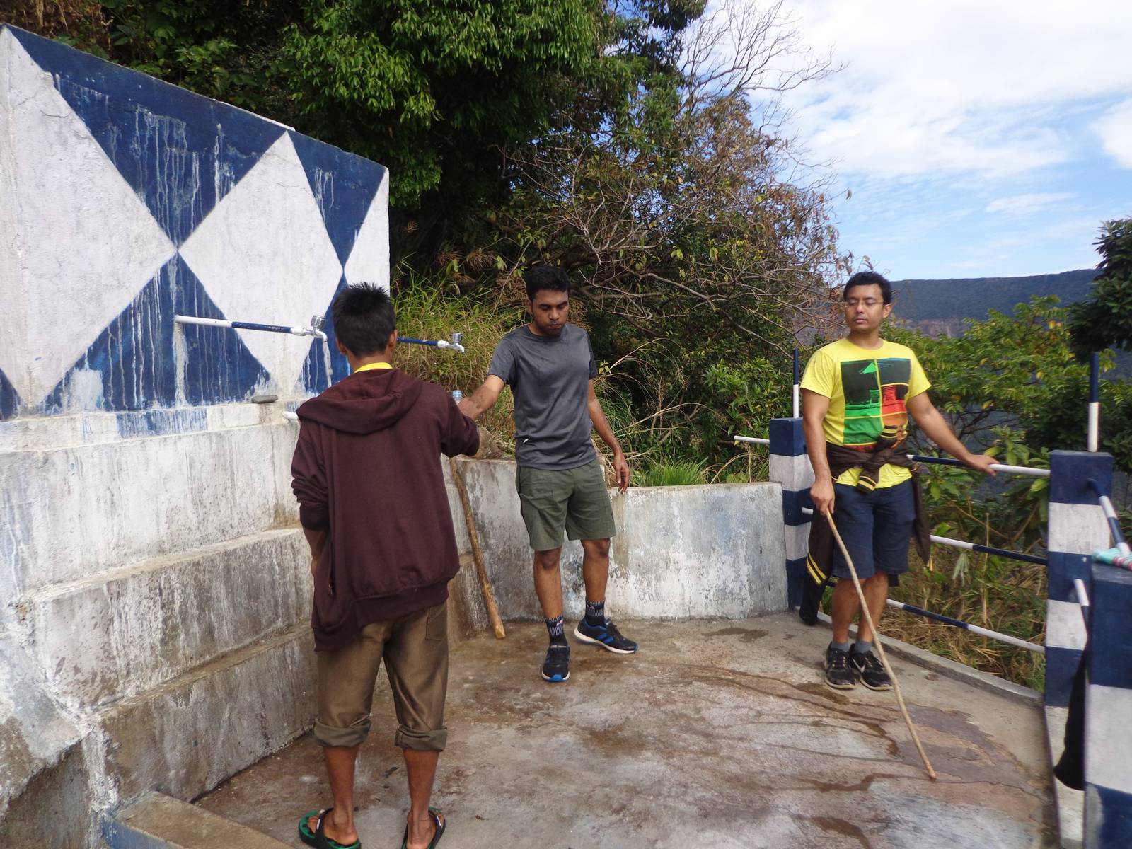 Water reservoir cum resting spot built by the government under the Mahatma Gandhi Rural Employment Guarantee Scheme.