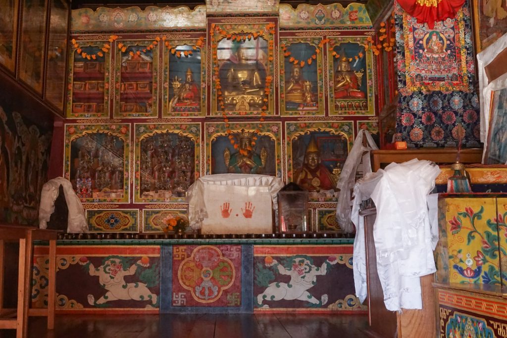 Urgeling Monastery&rsquo;s main prayer hall.