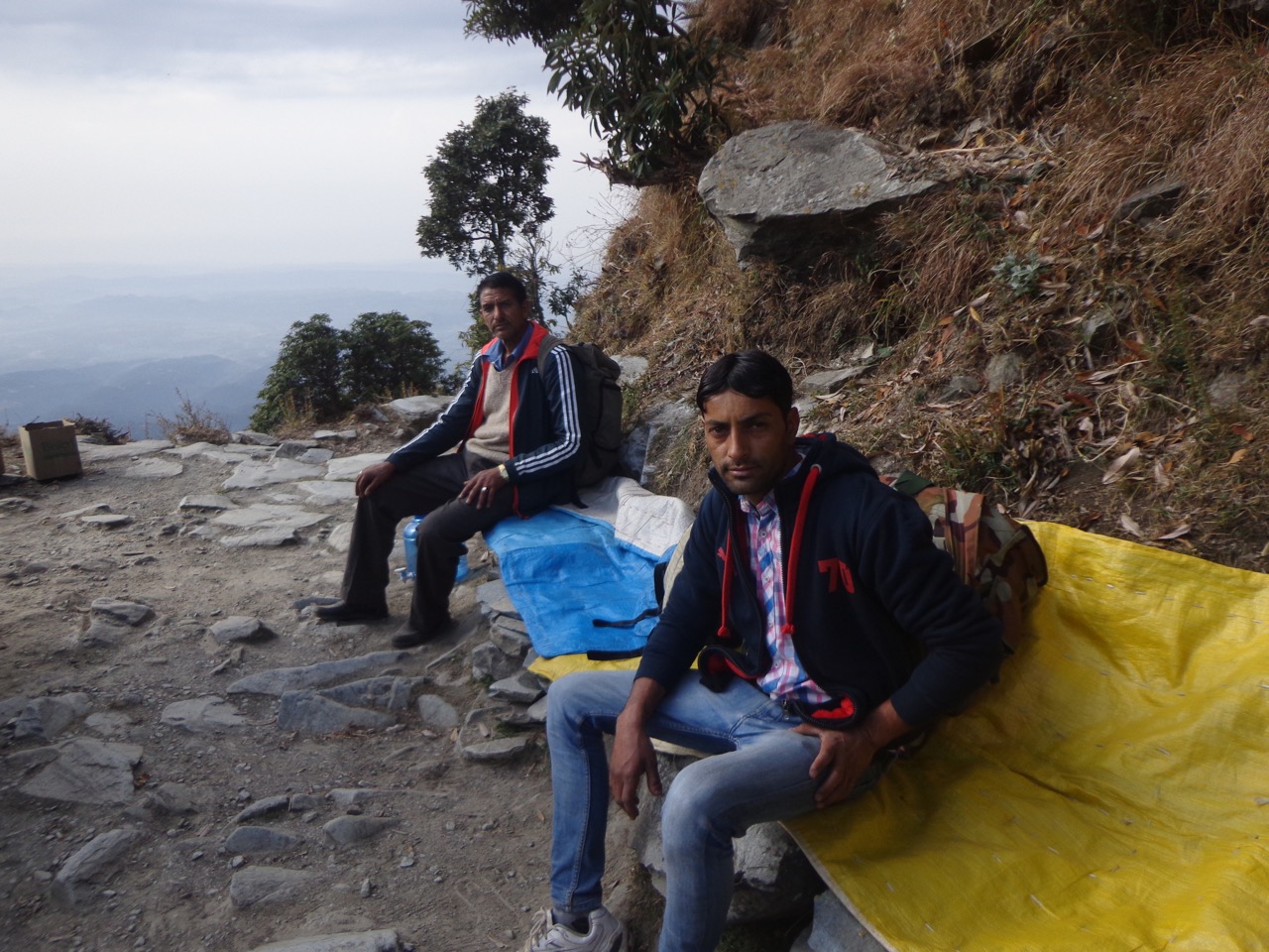 Purushottam and Kuldeep taking a break at Om Prakash&rsquo;s tea shack.