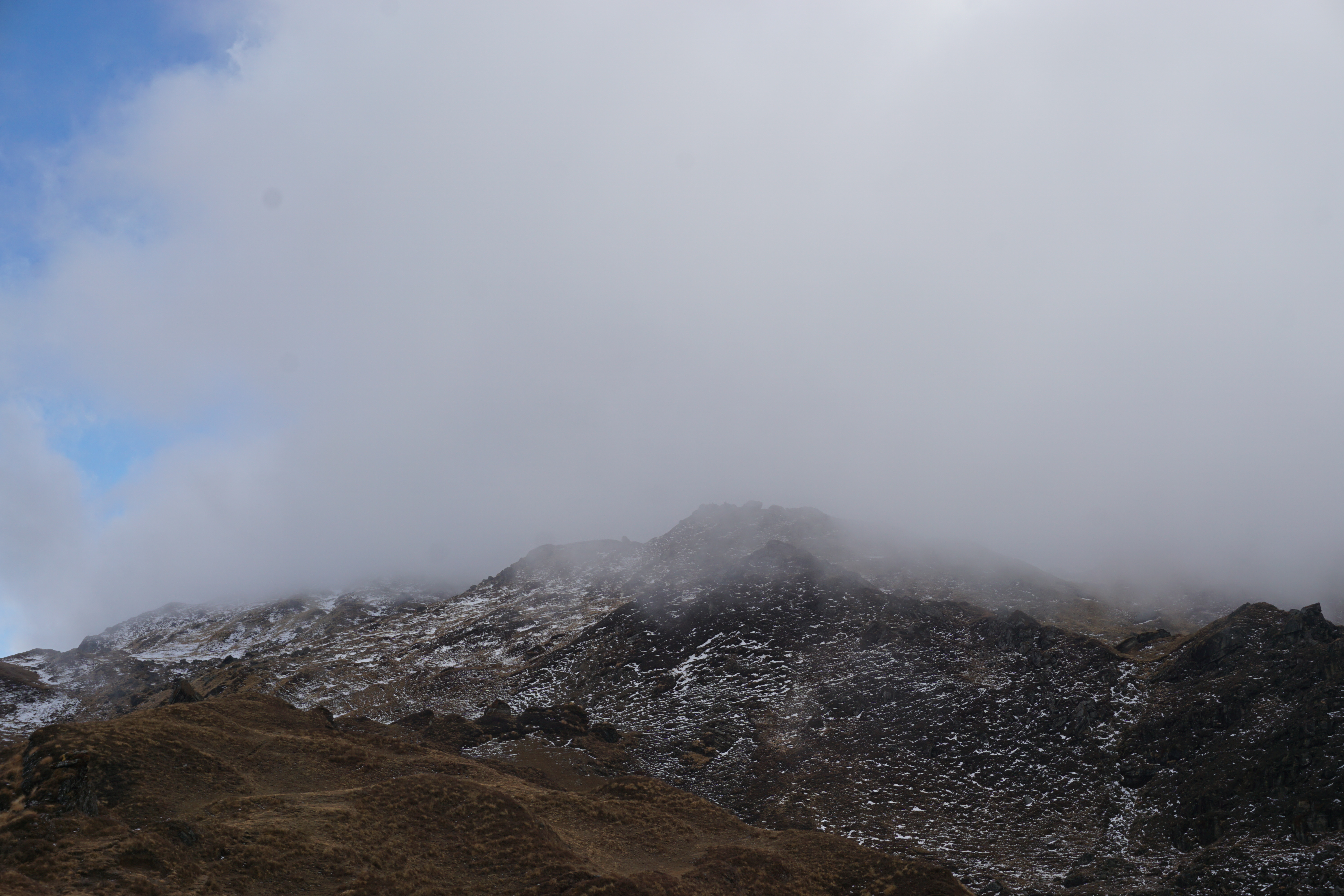 The start of snow line. Eventually, as winter progresses, Auli would be covered with snow.