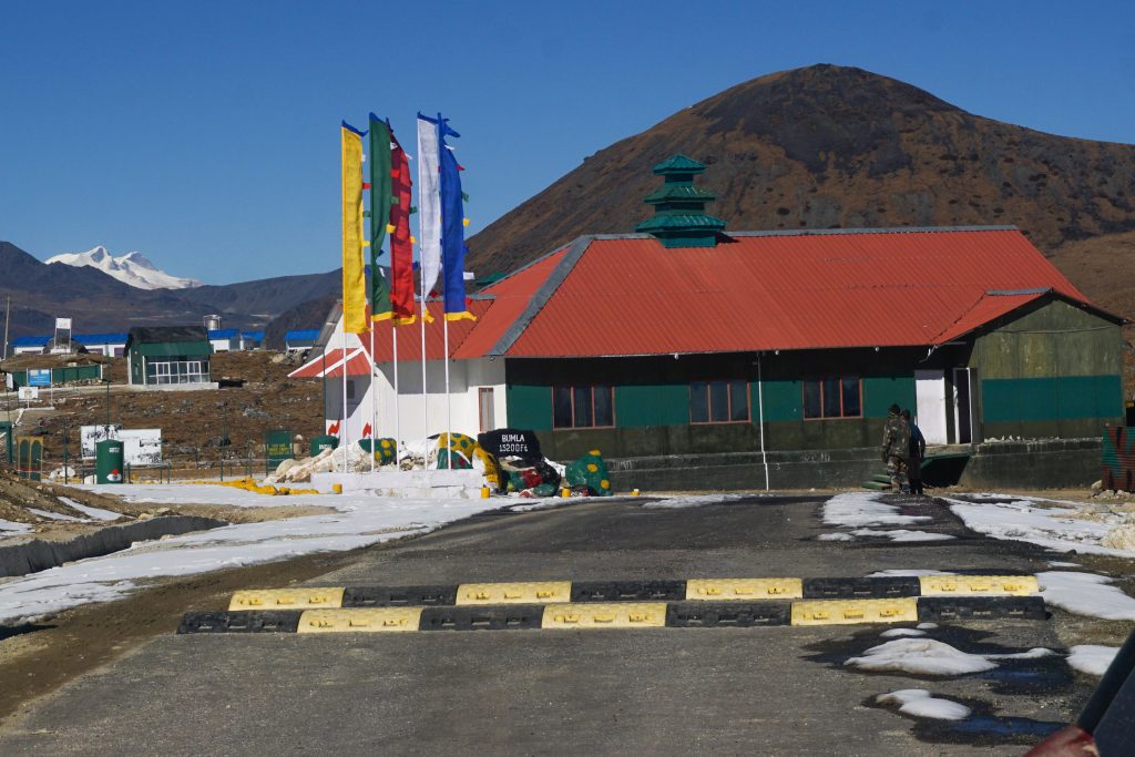 Bumla Pass. The blue-roofed houses are on the Chinese side.