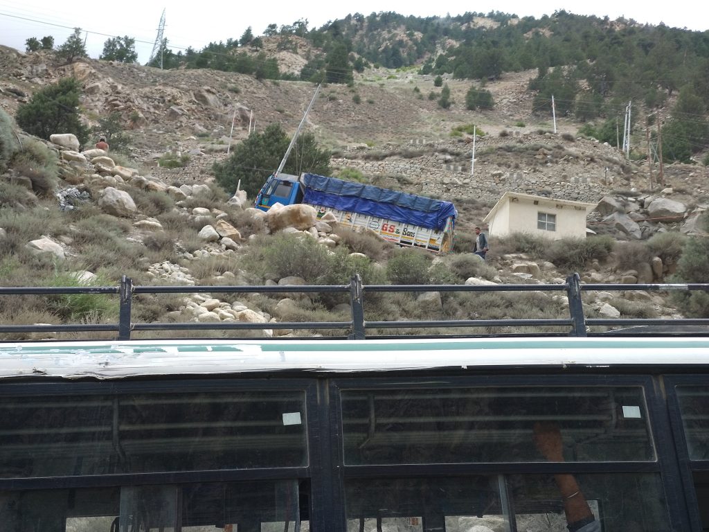 A fully-loaded truck blocked the path ahead of Akpa bridge.