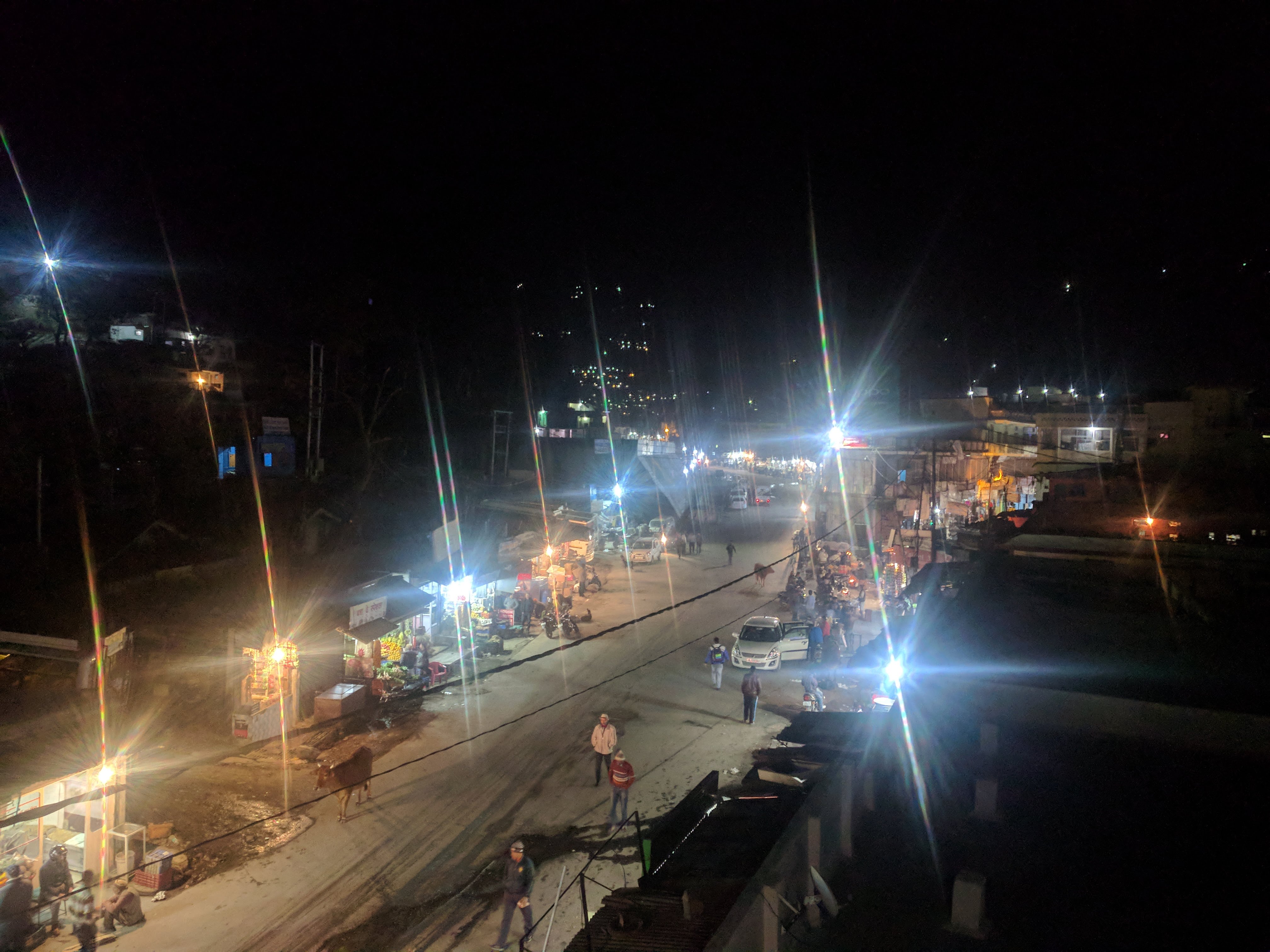 View of Uttarkashi bus stop from my hotel veranda.