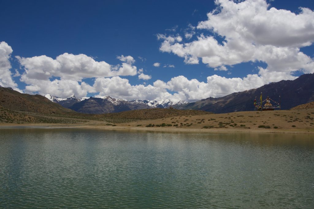 Dhankar Lake. Even with little water, the place looked serene with a lone stupa and the wide open backdrop.