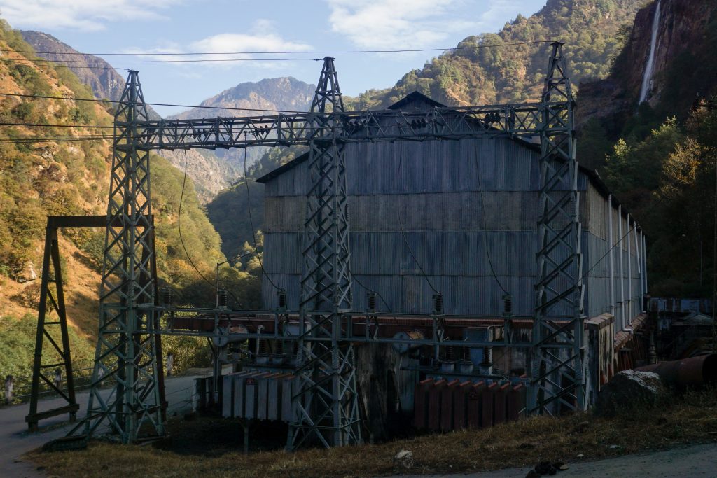Power station adjacent to the waterfall