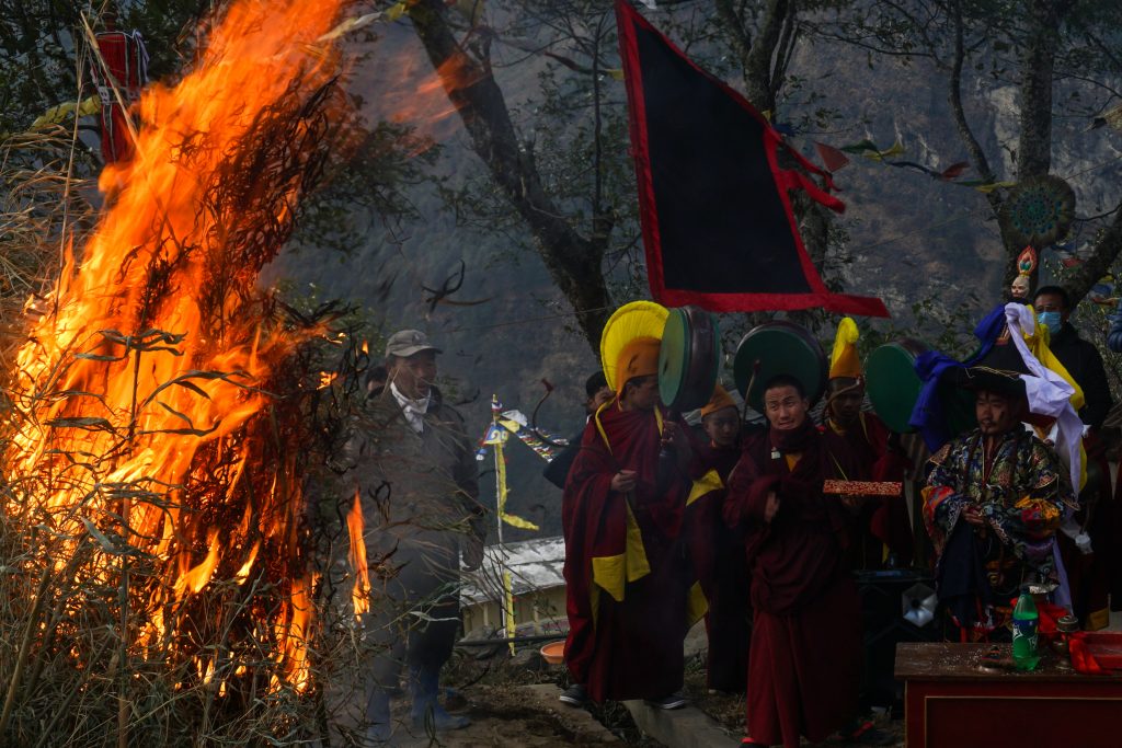 Once the pyre is set on fire, the ritual is completed.