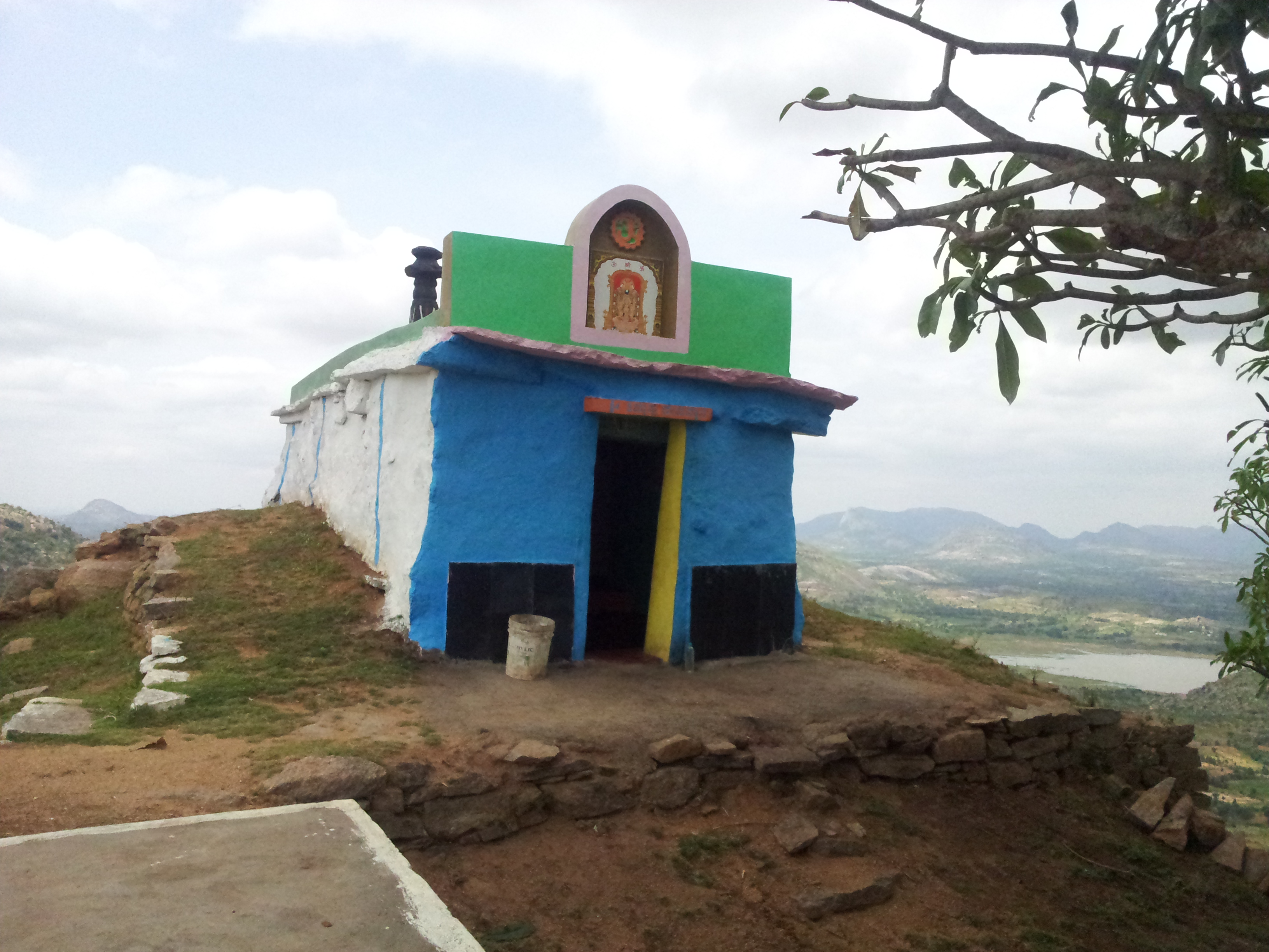 The temple built with stone, cement and tiles. The villages around had gathered about INR 65,000 and two families had donated about INR 1,50,000 to build the temple.
