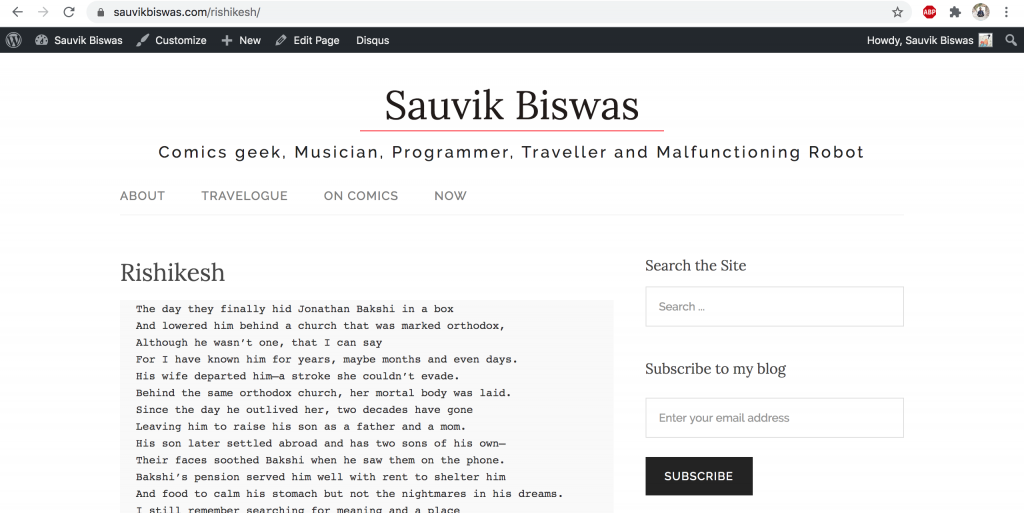 This is how a page looks on my site. This text is accessible from the unlisted URL.