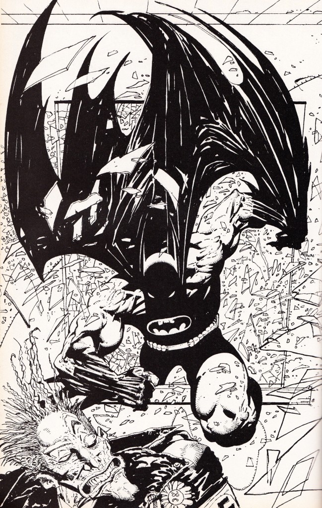 Neil Gaiman uses a clever meta framing. Here we see Batman getting an awesome panel.