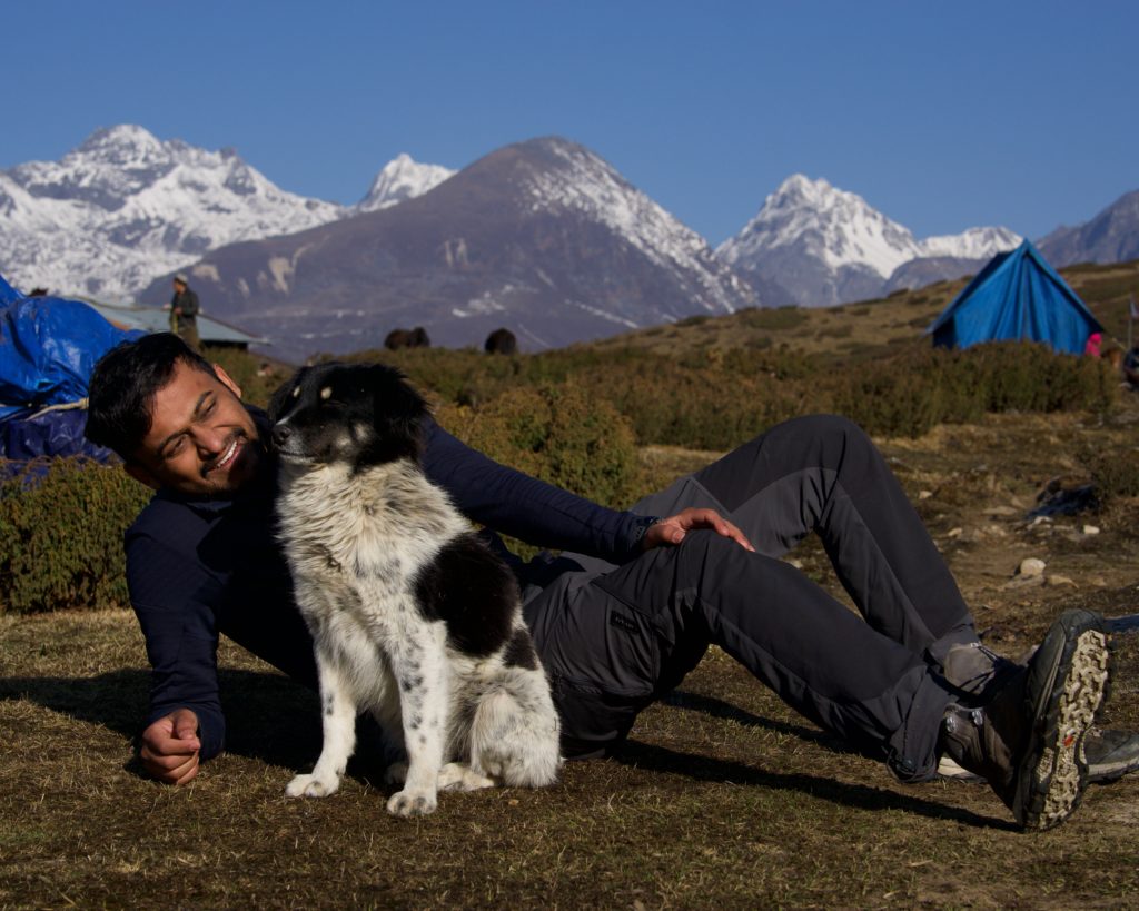 Virul (an account manager working for a leading cloud provider) and the dog that had followed us from Deorali. He named the dog Oreo.