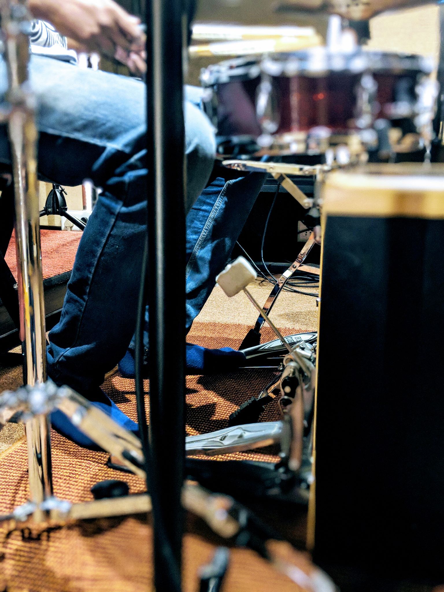Close-up of the cajon setup.
