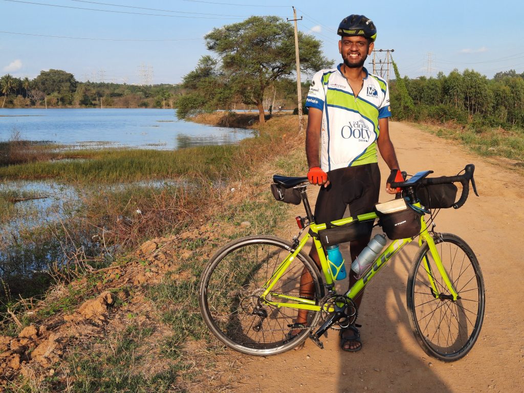 In a village near Nelamangala, right before the puncture.