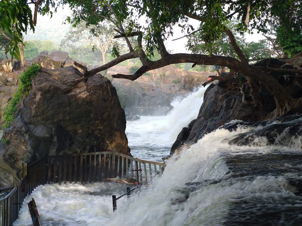 The bathing area near Hogenakkal falls.